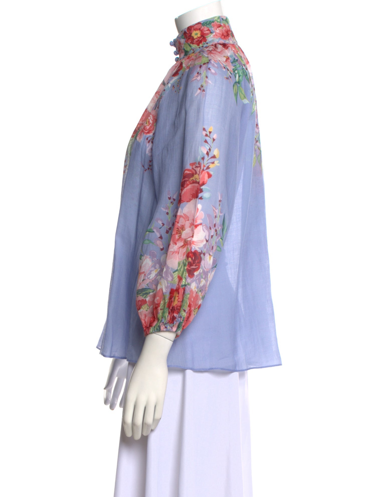 Zimmermann Floral Print Mock Neck Blouse