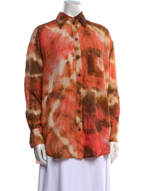 Zimmermann Silk Tie-Dye Print Button-Up Top