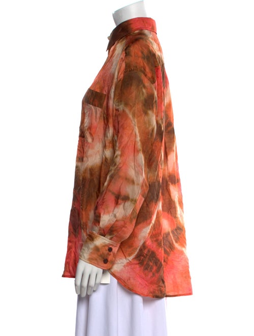 Zimmermann Silk Tie-Dye Print Button-Up Top