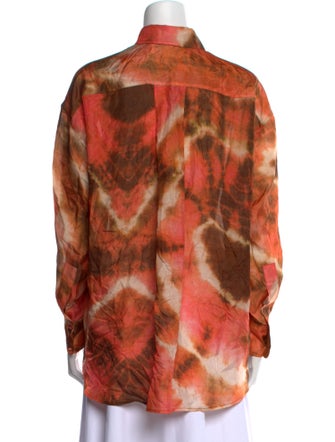 Zimmermann Silk Tie-Dye Print Button-Up Top