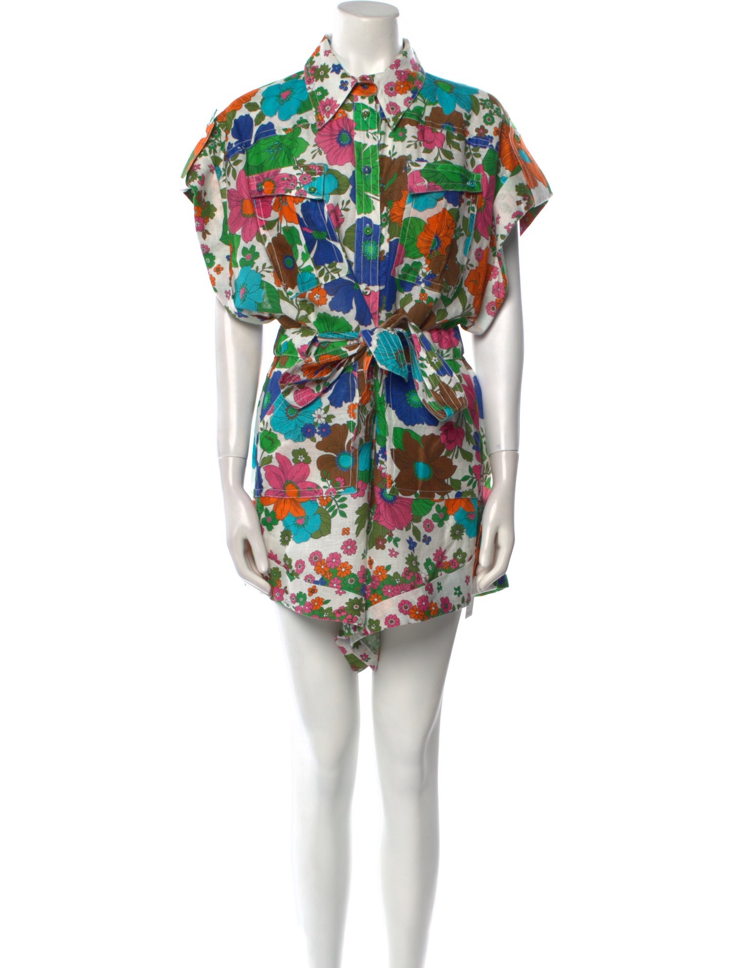 Zimmermann Linen Floral Print Romper