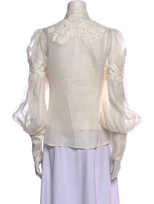 Zimmermann Mock Neck Long Sleeve Button-Up Top