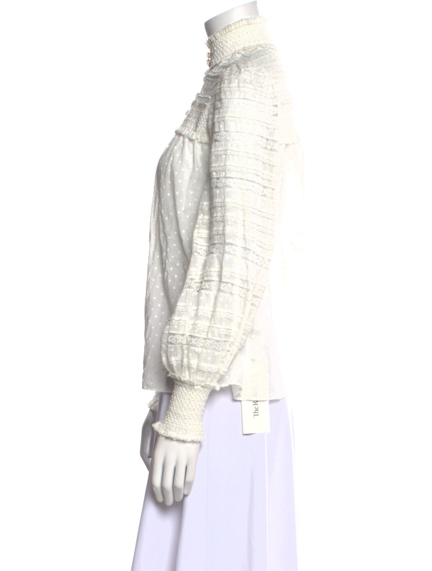 Zimmermann Mock Neck Long Sleeve Button-Up Top