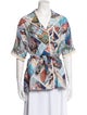 Zimmermann Printed Three-Quarter Sleeve Button-Up Top
