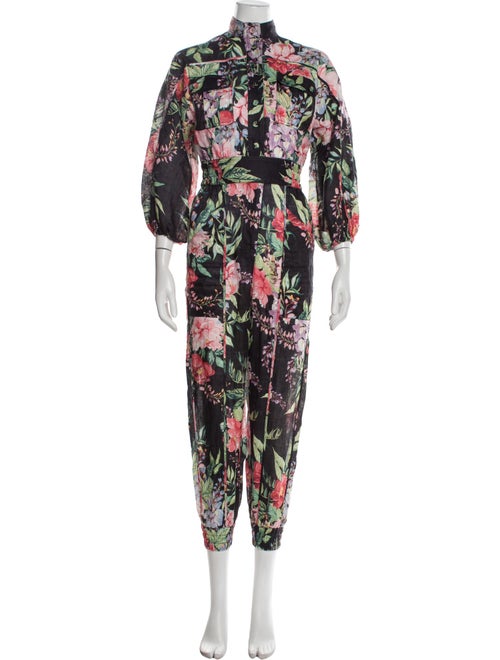 Zimmermann Linen Floral Print Jumpsuit