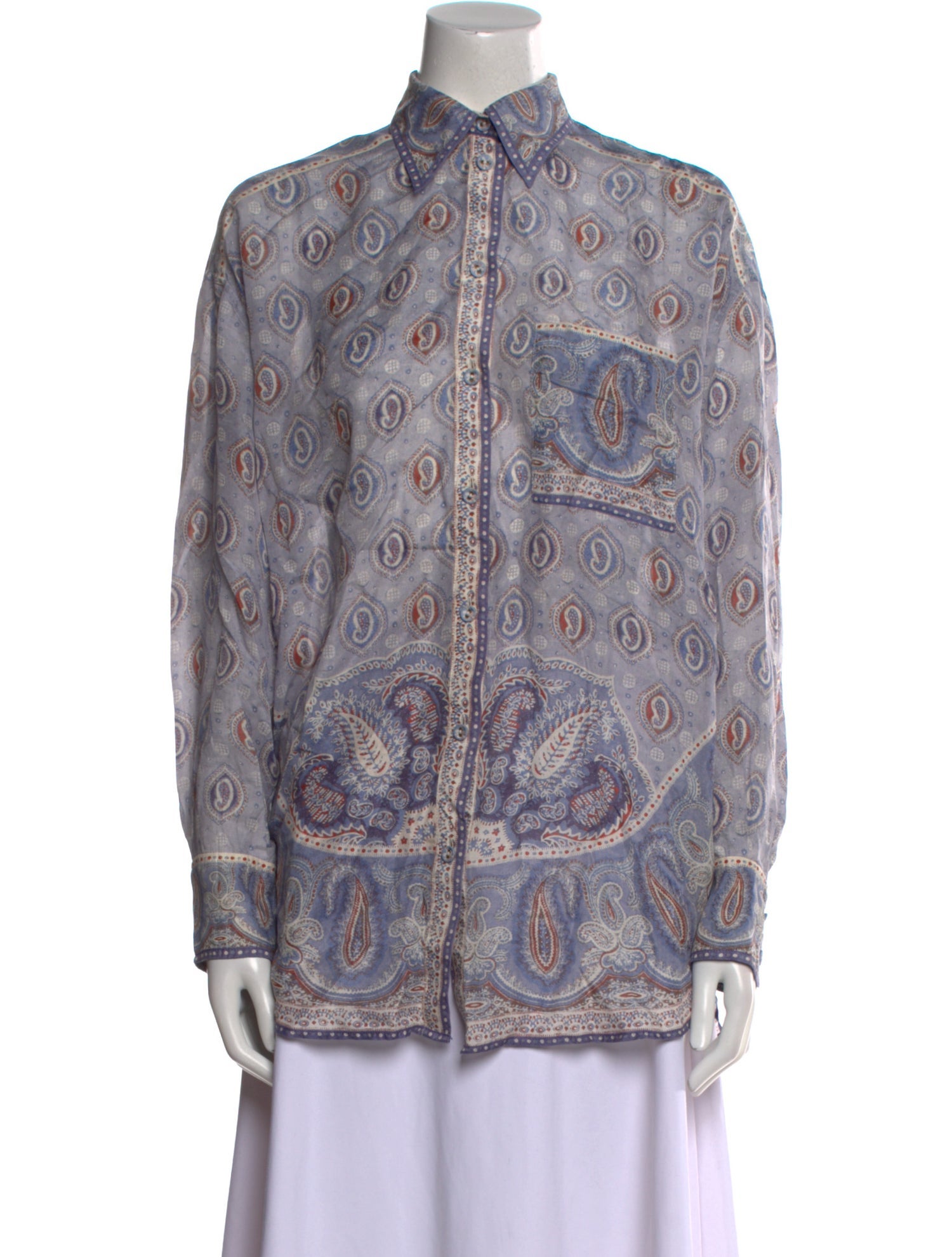 Zimmermann Silk Paisley Print Button-Up Top