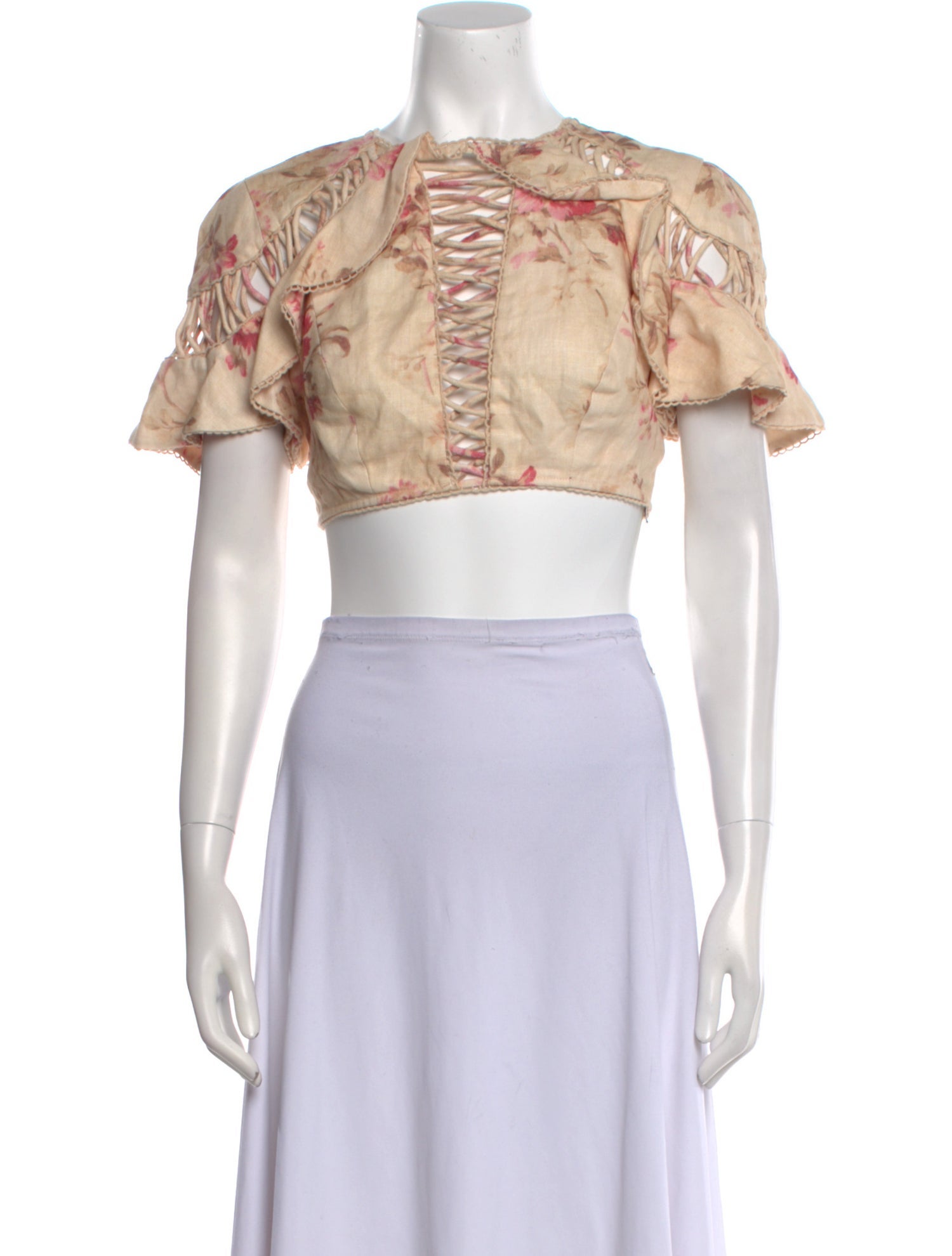 Zimmermann Linen Printed Crop Top