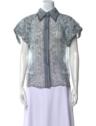 Zimmermann Linen Printed Button-Up Top