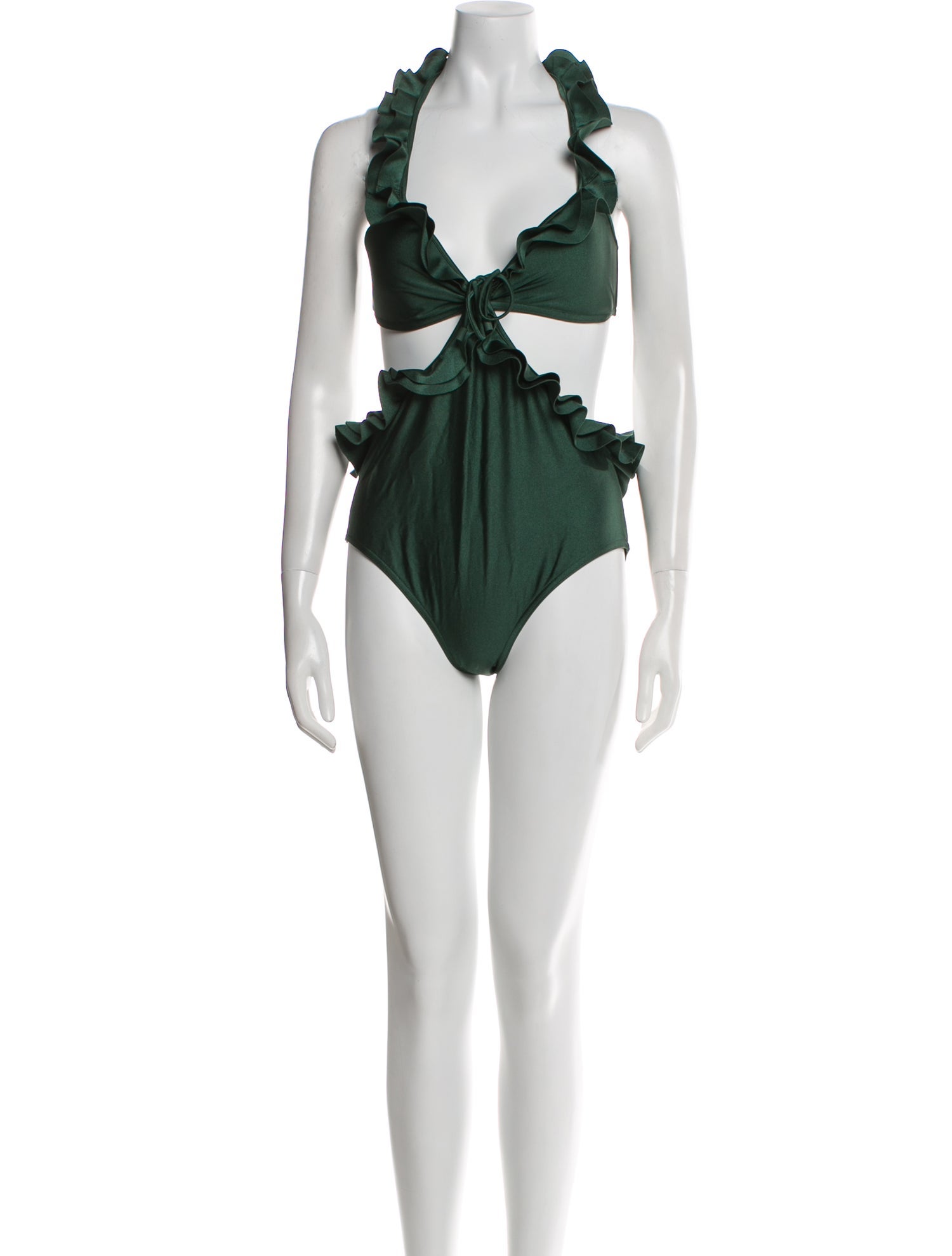 Zimmermann Estelle Ruffle Halter One Piece Ruffle Embellishment One-Piece