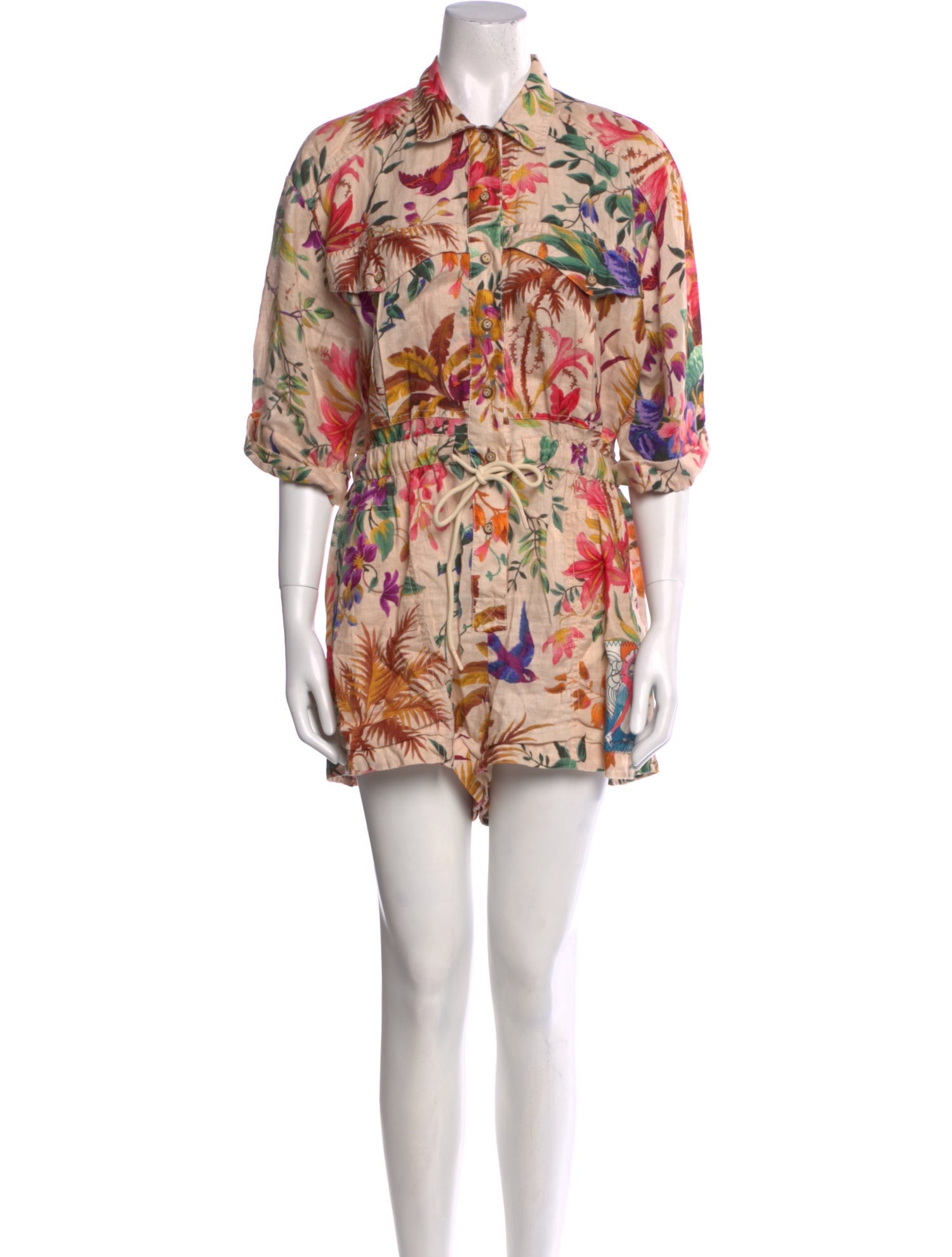 Zimmermann Linen Floral Print Romper