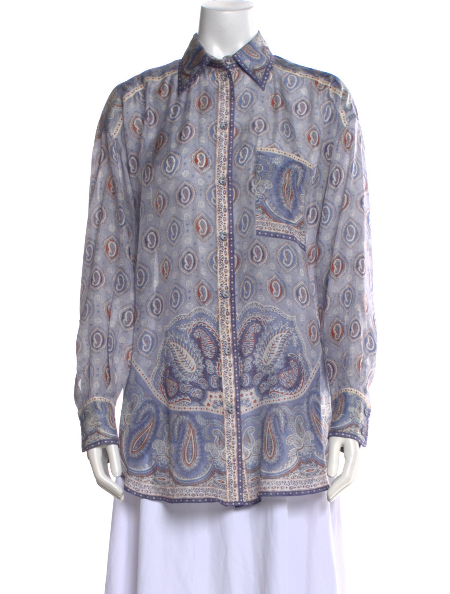 Zimmermann Silk Paisley Print Button-Up Top