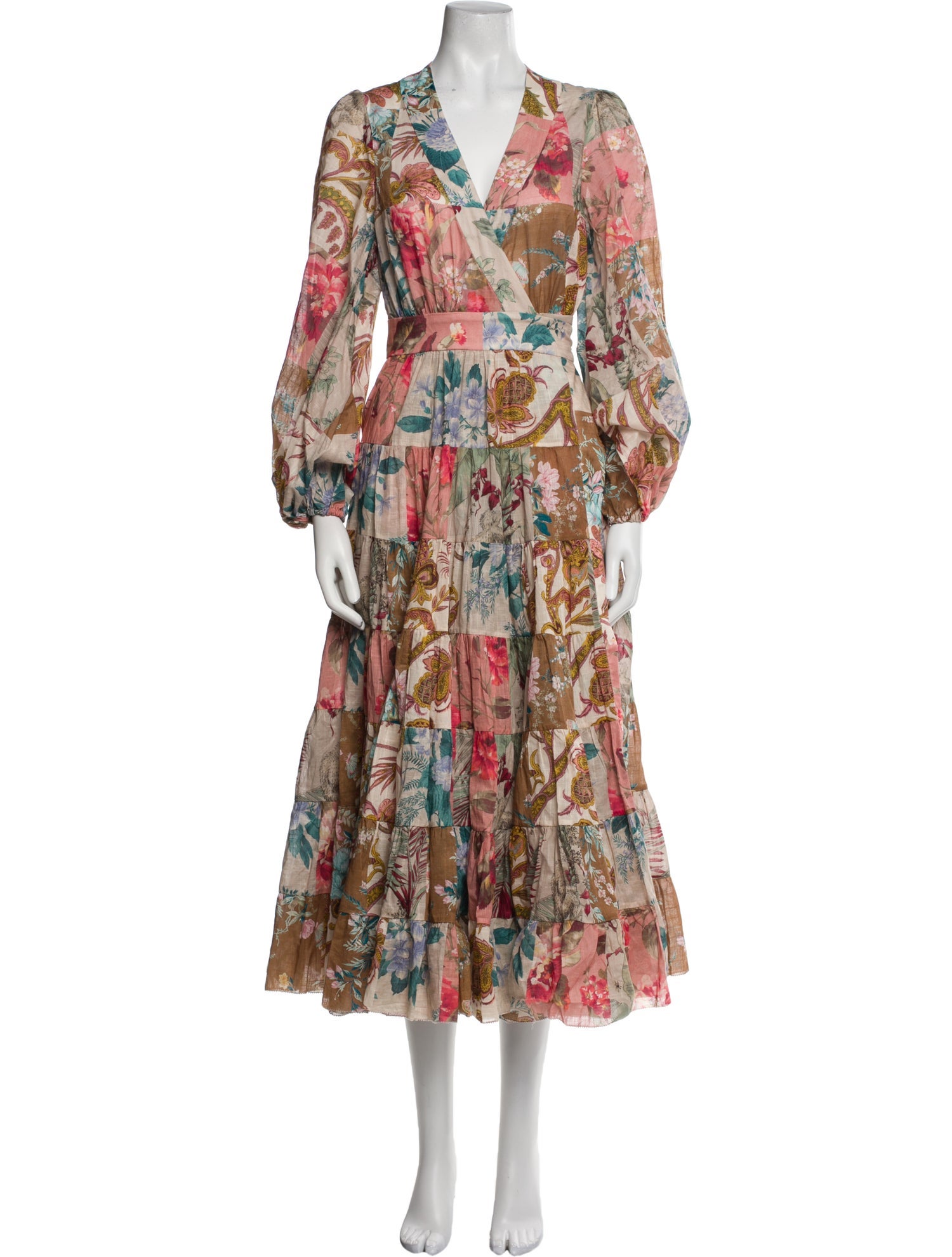 Zimmermann Cassia Patch Wrap Midi Dress Long Dress