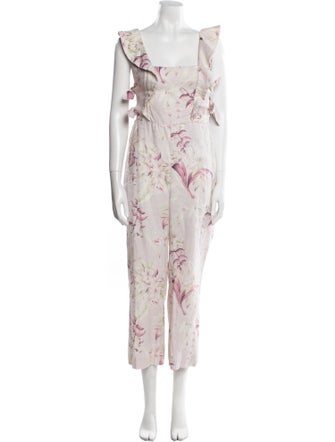 Zimmermann Linen Floral Print Jumpsuit