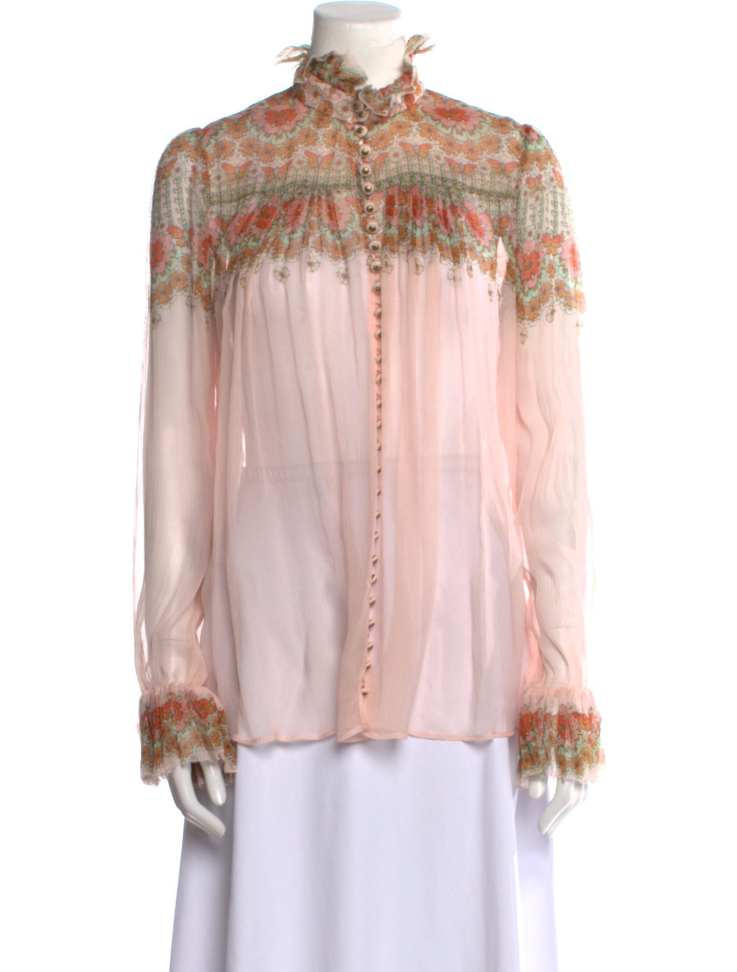 Zimmermann Floral Print Mock Neck Blouse w/ Tags