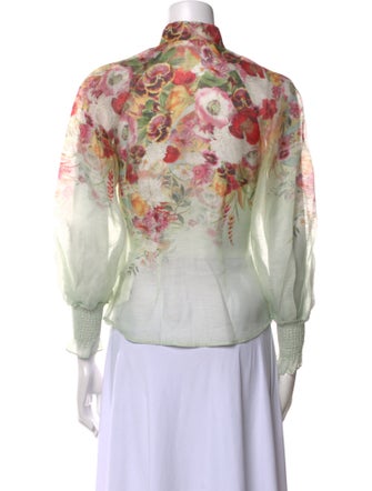 Zimmermann Linen Floral Print Button-Up Top