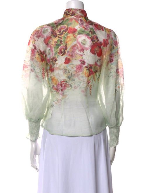 Zimmermann Linen Floral Print Button-Up Top