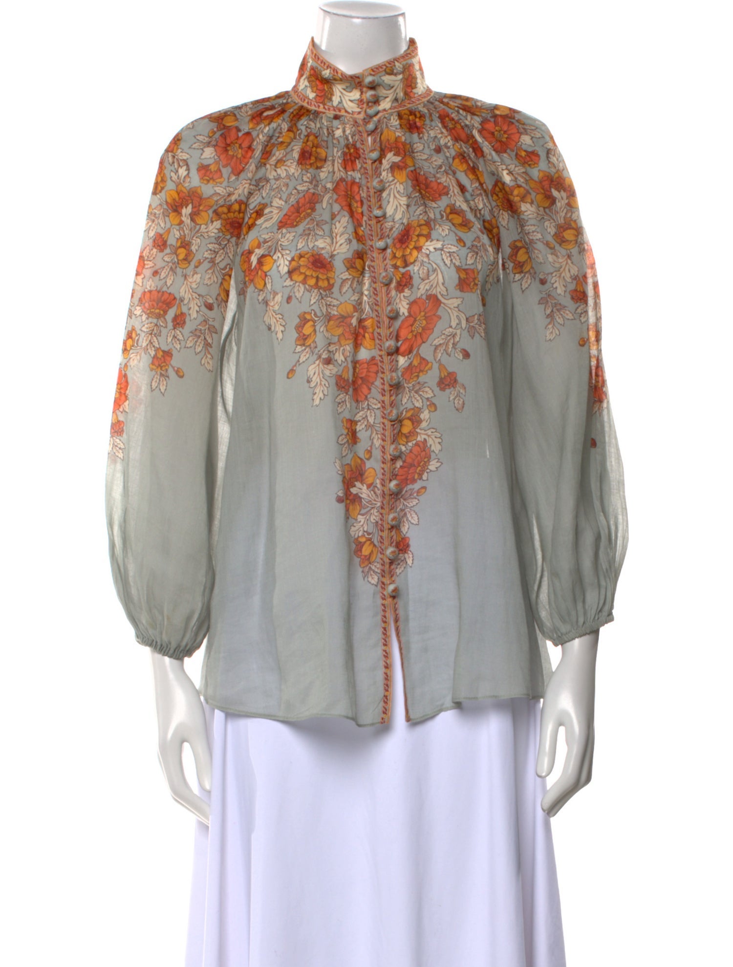 Zimmermann Printed Mock Neck Blouse