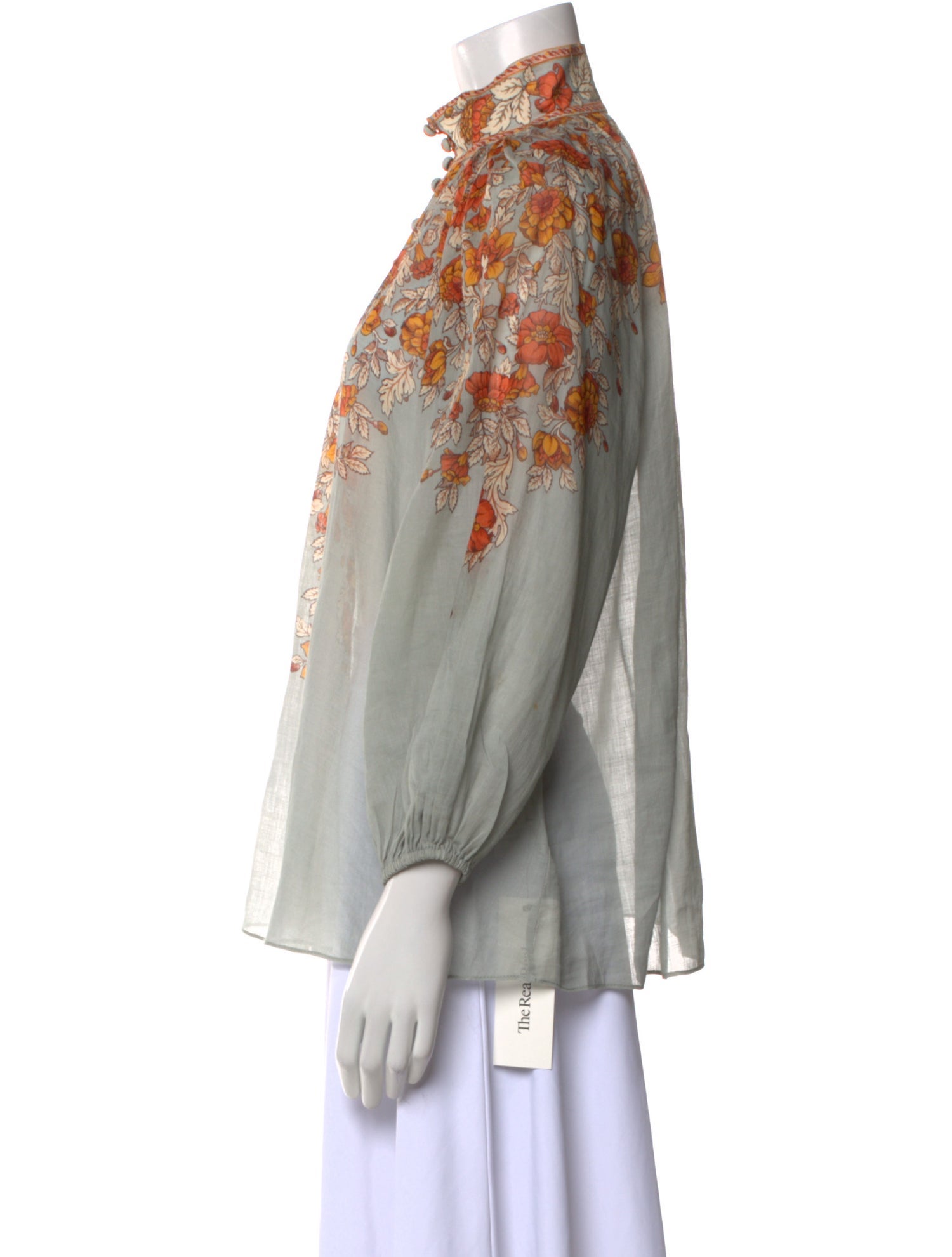 Zimmermann Printed Mock Neck Blouse