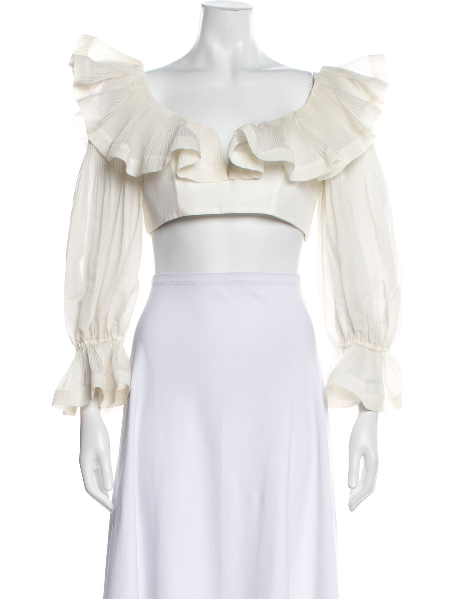 Zimmermann Scoop Neck Three-Quarter Sleeve Crop Top