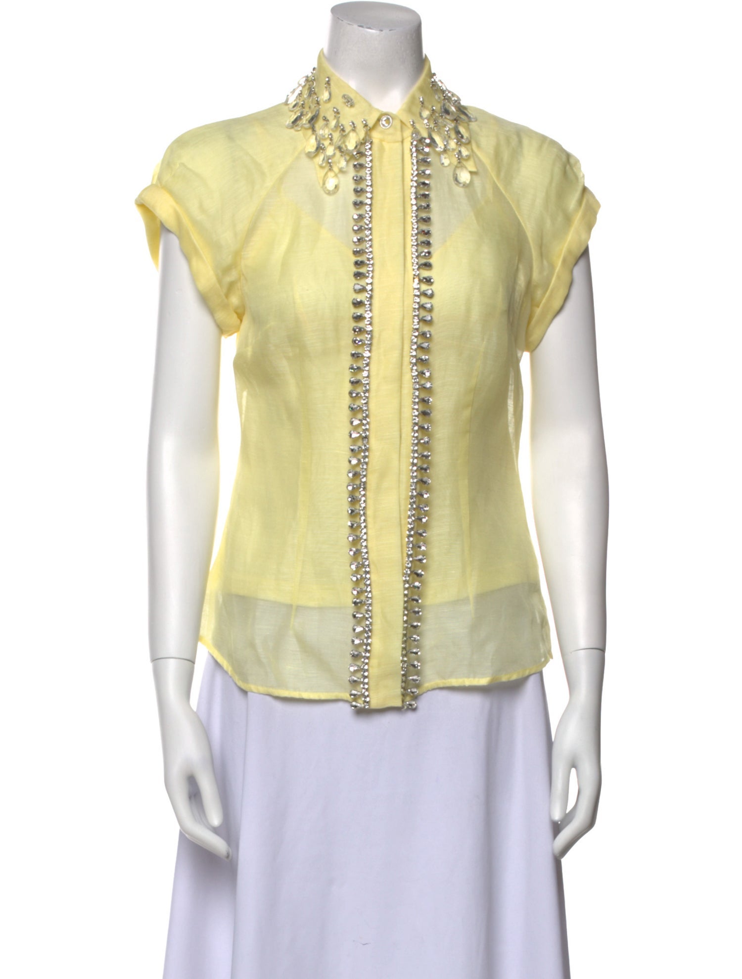 Zimmermann Linen Short Sleeve Button-Up Top