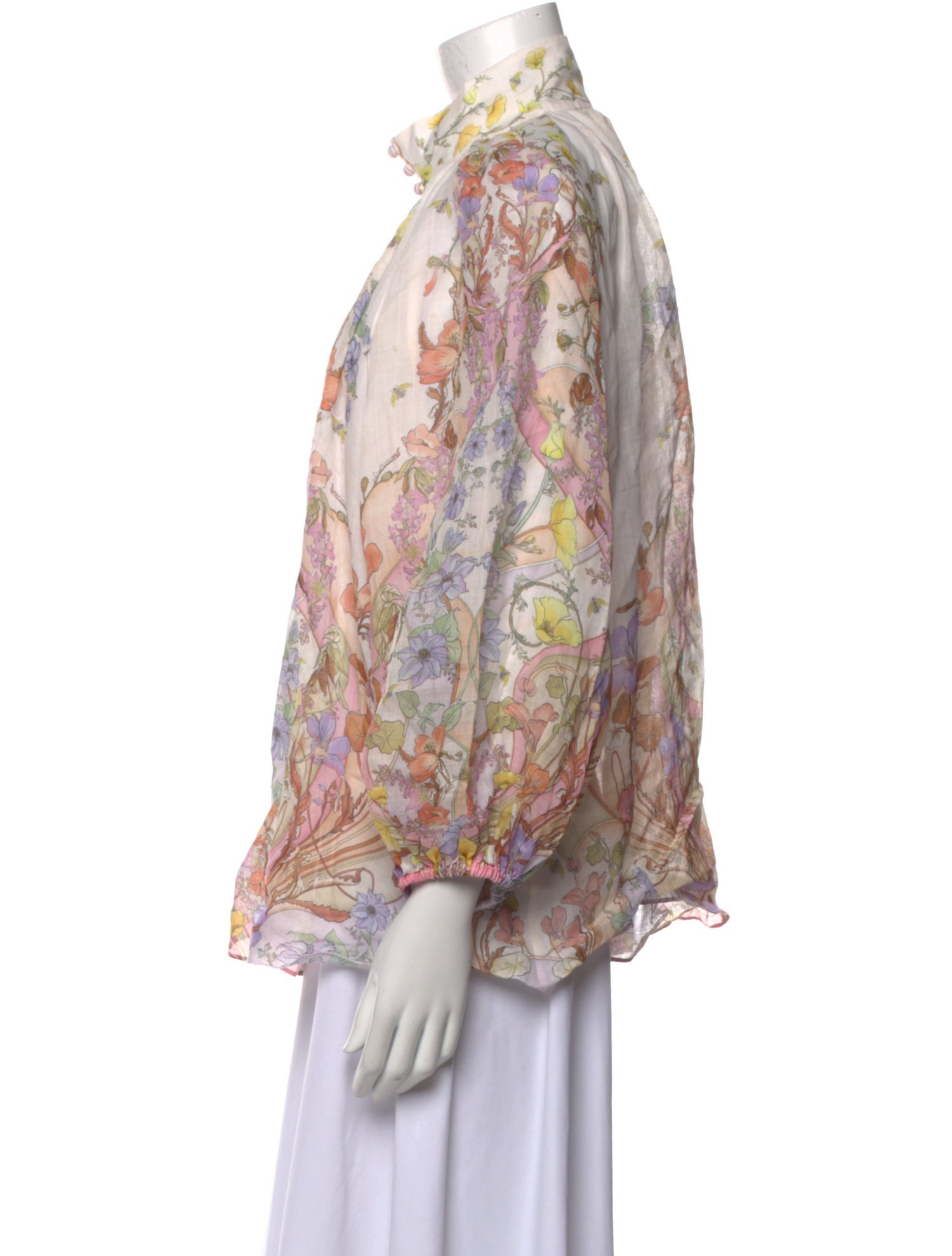 Zimmermann Floral Print Mock Neck Blouse