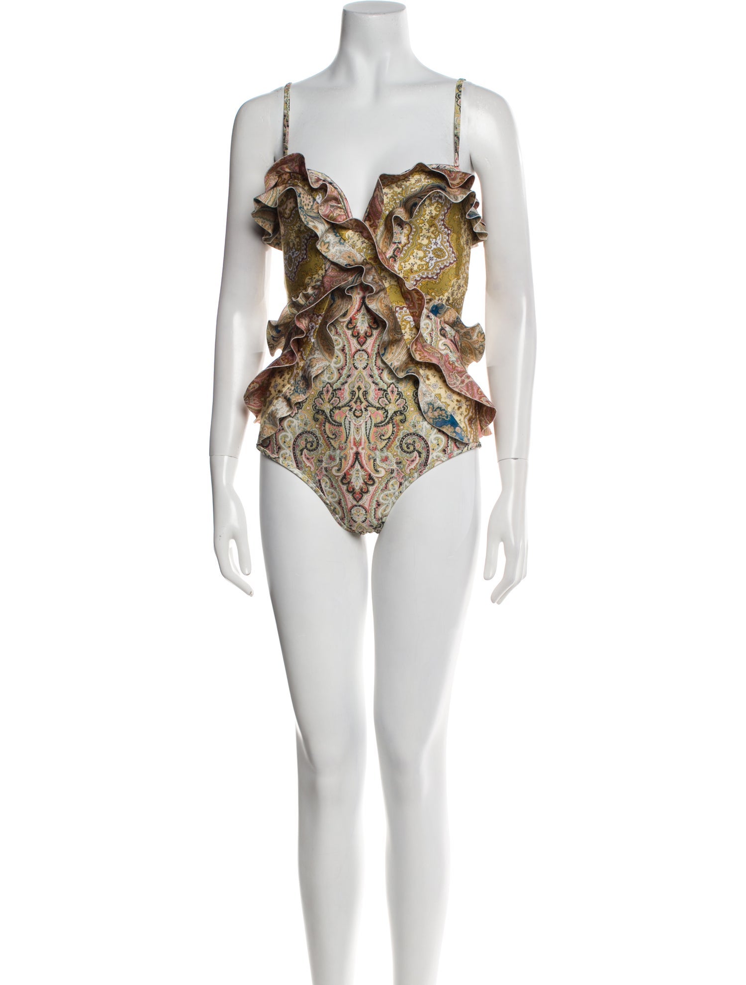 Zimmermann Paisley Print Mesh Accents One-Piece