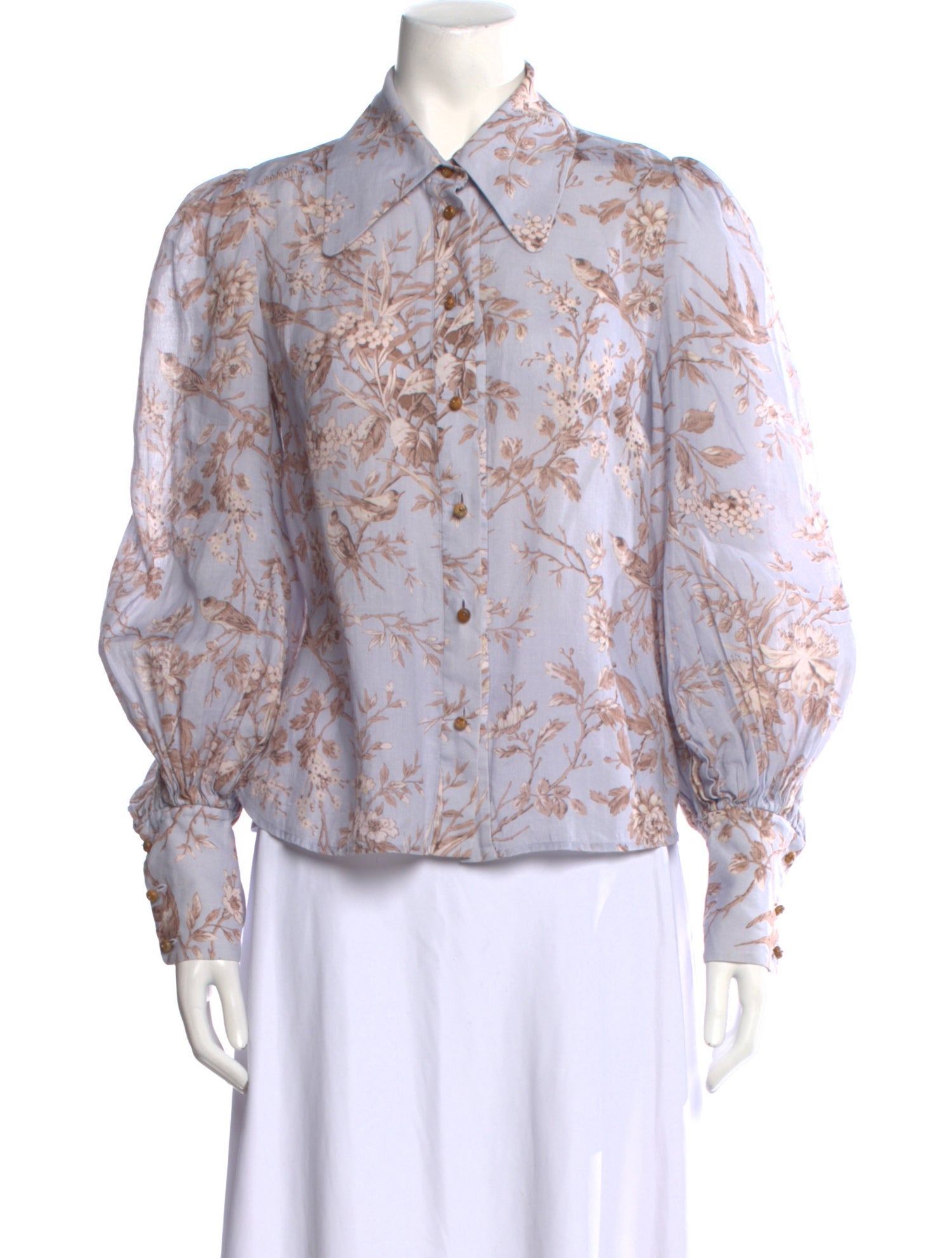 Zimmermann Silk Floral Print Button-Up Top