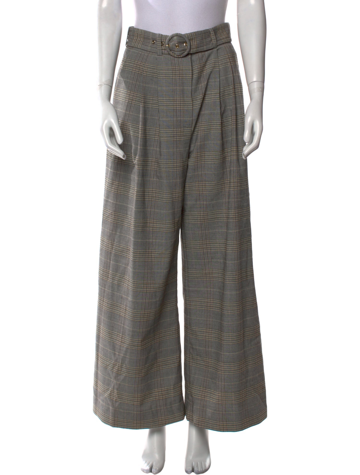 Zimmermann Plaid Print Wide Leg Pants