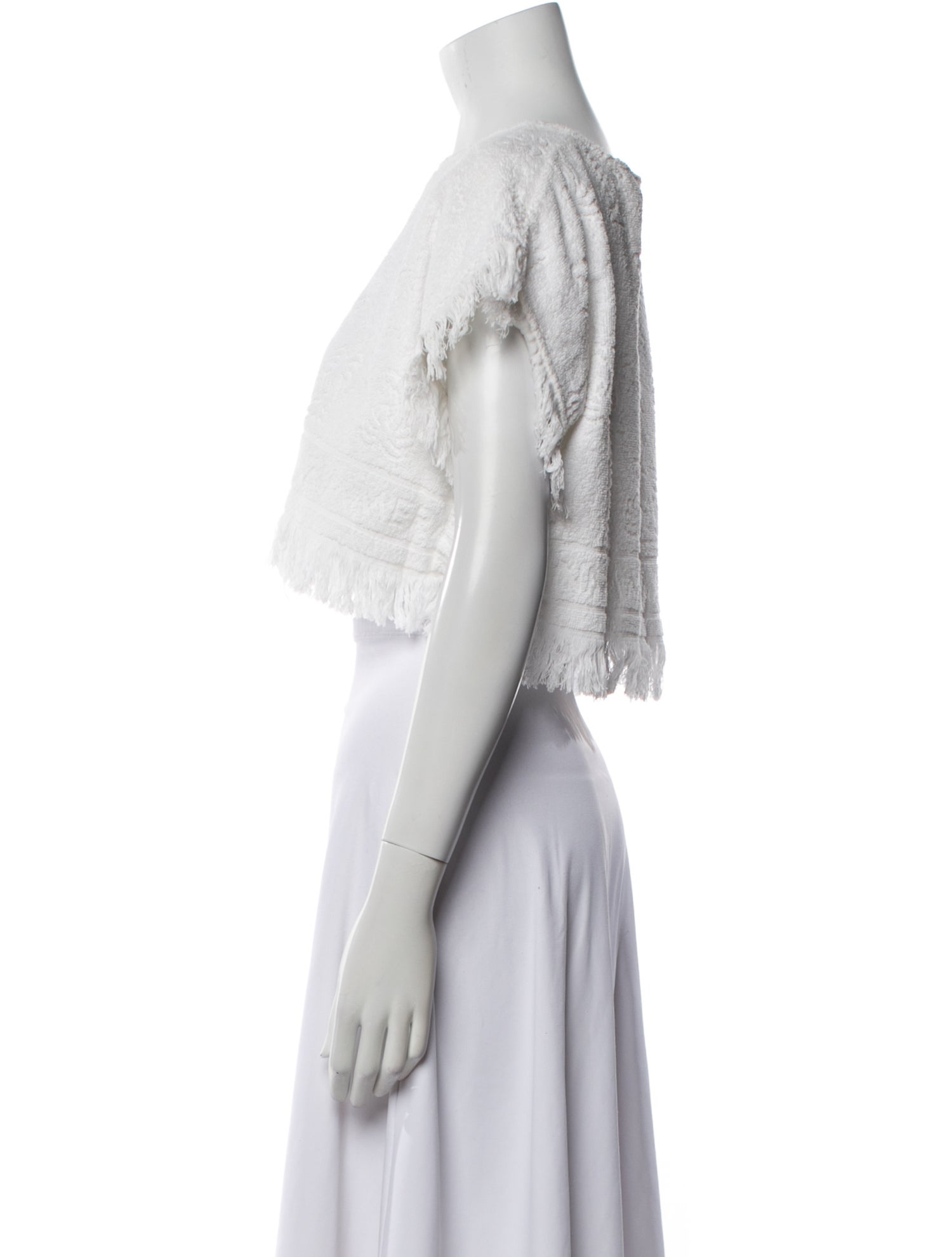 Zimmermann Bateau Neckline Short Sleeve Crop Top