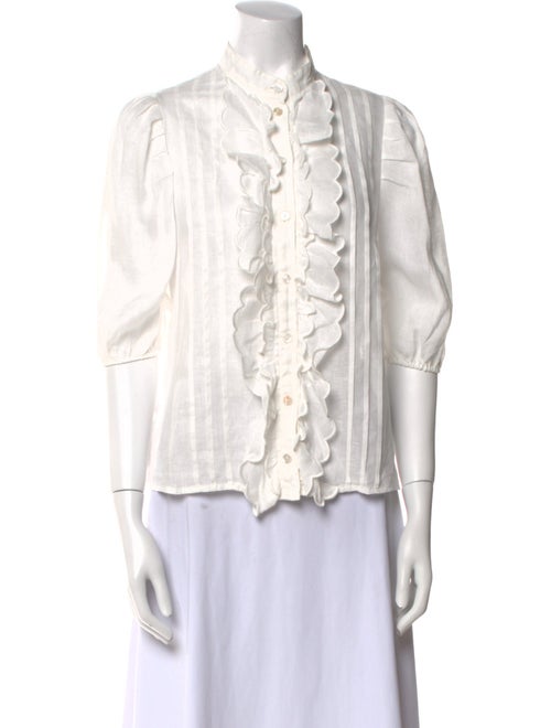Zimmermann Linen Three-Quarter Sleeve Button-Up Top