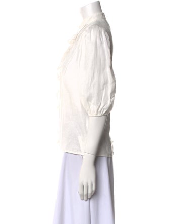 Zimmermann Linen Three-Quarter Sleeve Button-Up Top