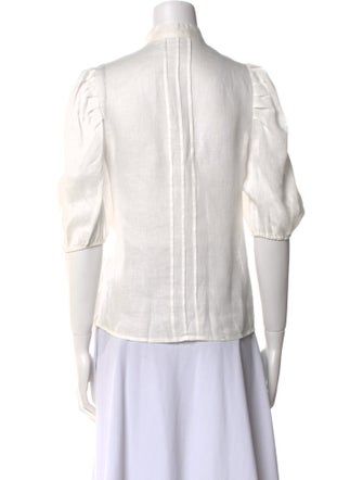 Zimmermann Linen Three-Quarter Sleeve Button-Up Top