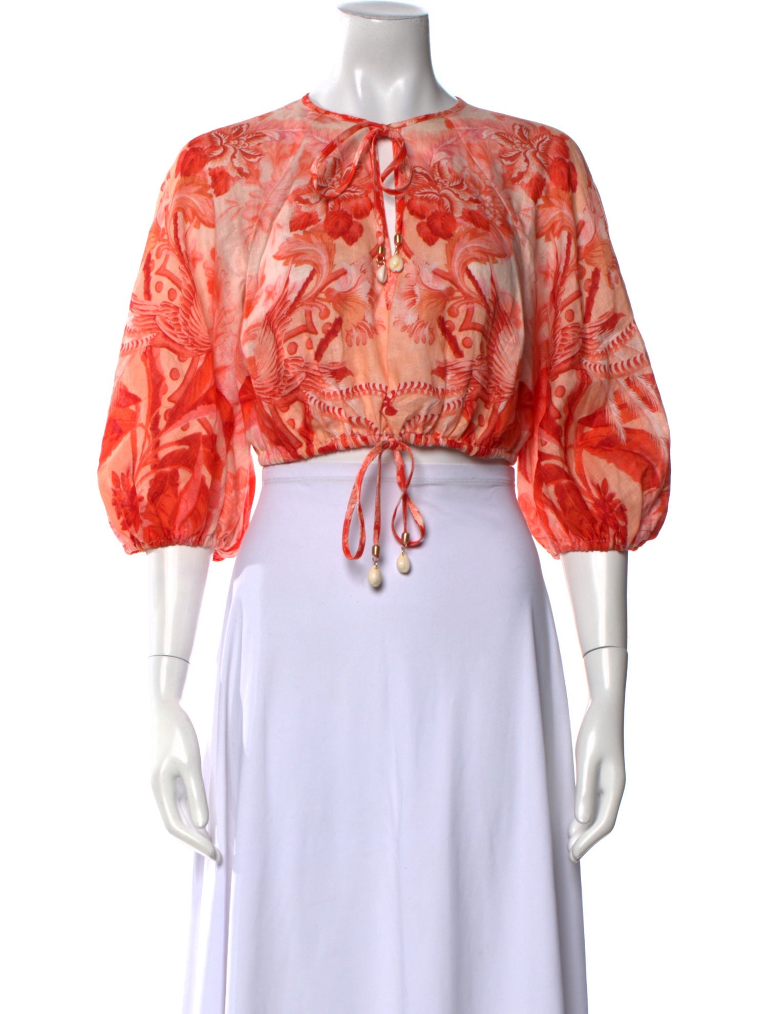 Zimmermann Linen Floral Print Crop Top