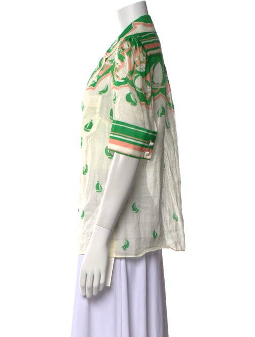 Zimmermann Printed V-Neck Button-Up Top