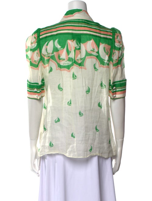 Zimmermann Printed V-Neck Button-Up Top