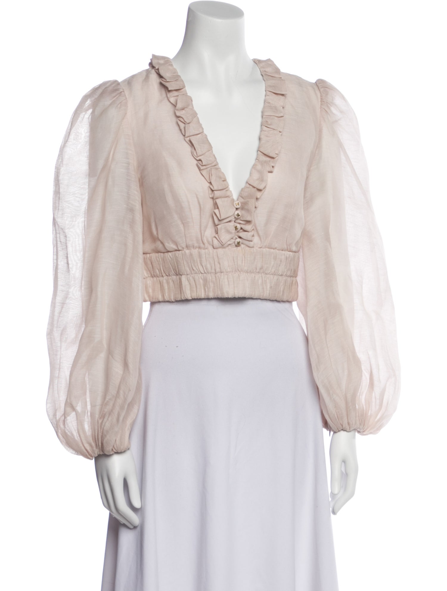 Zimmermann Linen V-Neck Crop Top