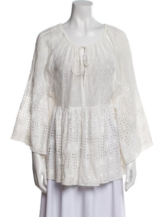 Zimmermann Scoop Neck Three-Quarter Sleeve Blouse