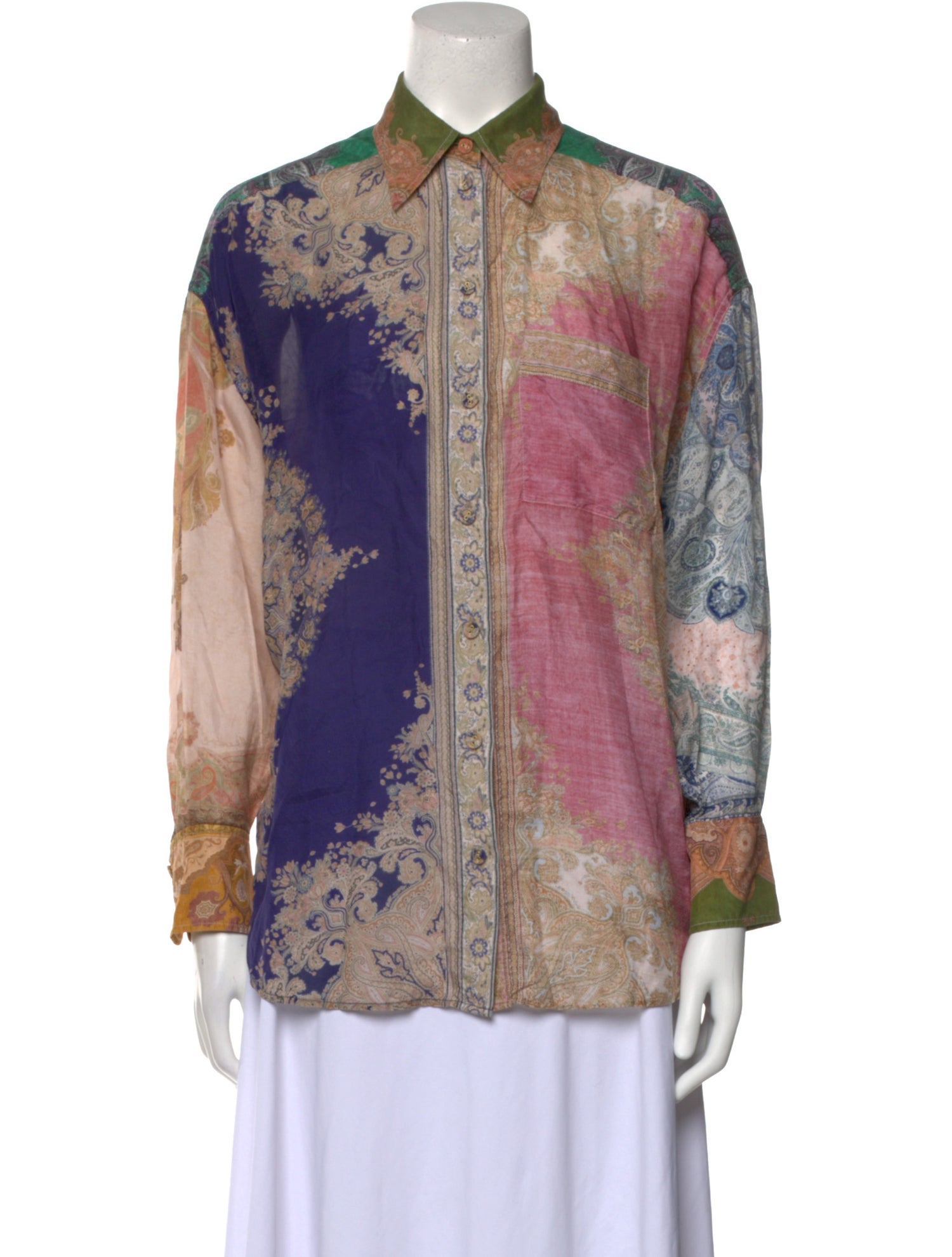 Zimmermann Silk Paisley Print Button-Up Top