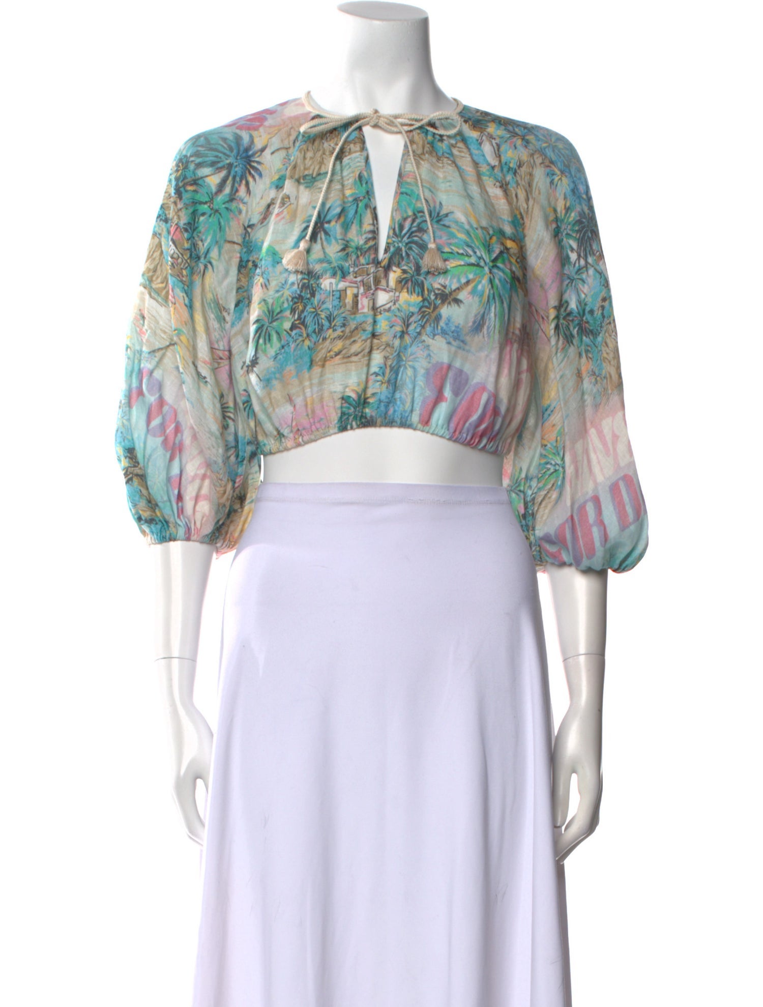 Zimmermann Linen Printed Crop Top