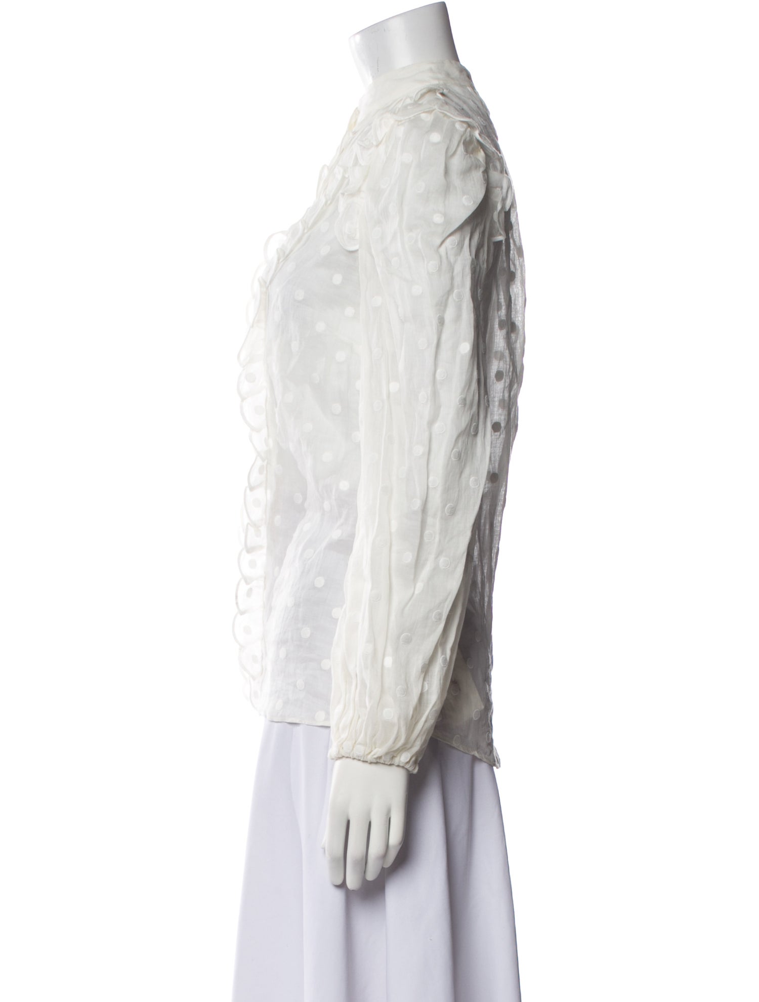 Zimmermann Printed Mock Neck Button-Up Top