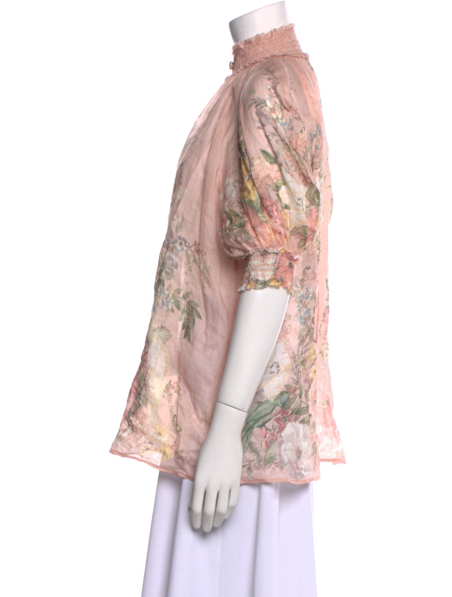 Zimmermann Floral Print Mock Neck Blouse