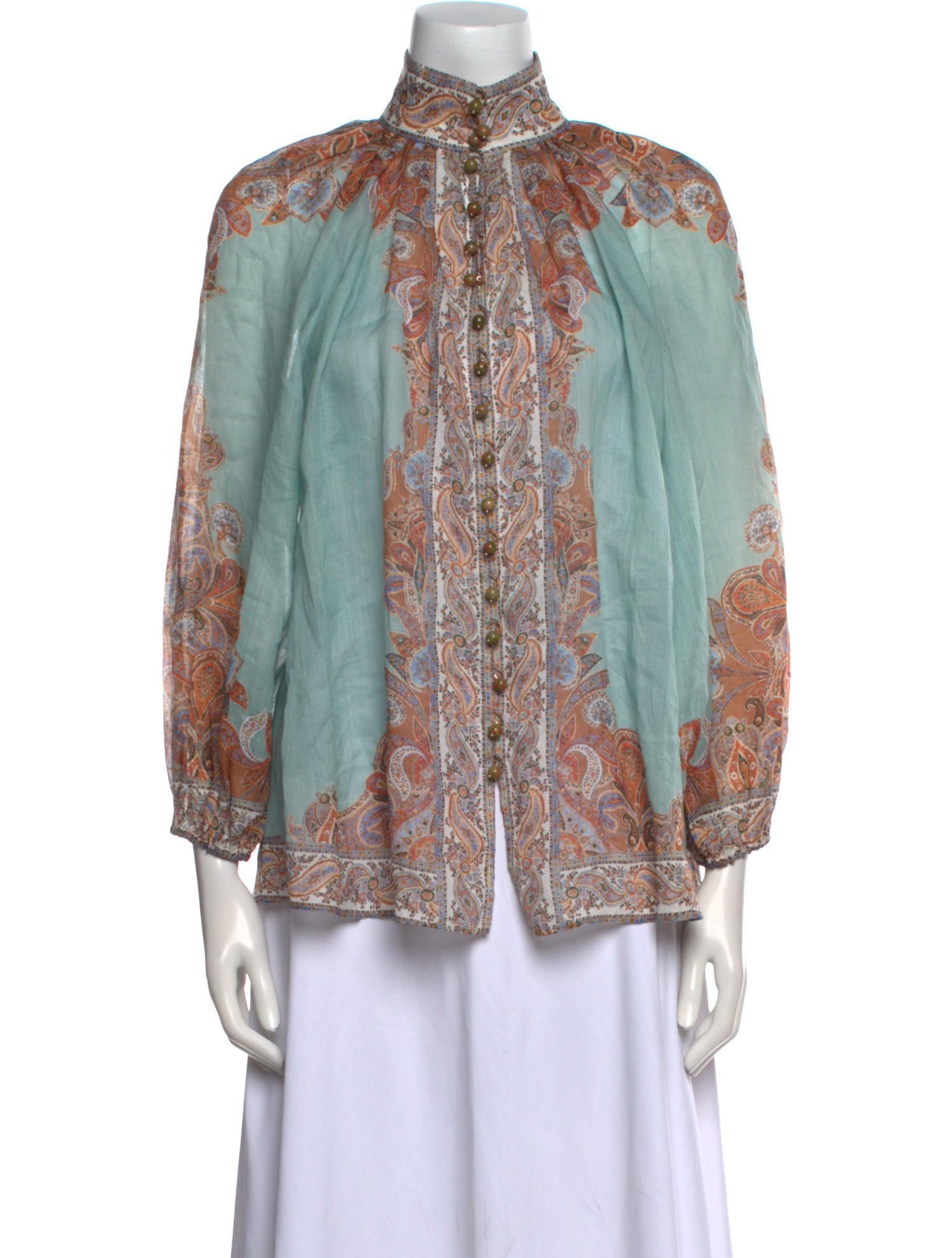 Zimmermann Printed Mock Neck Blouse w/ Tags