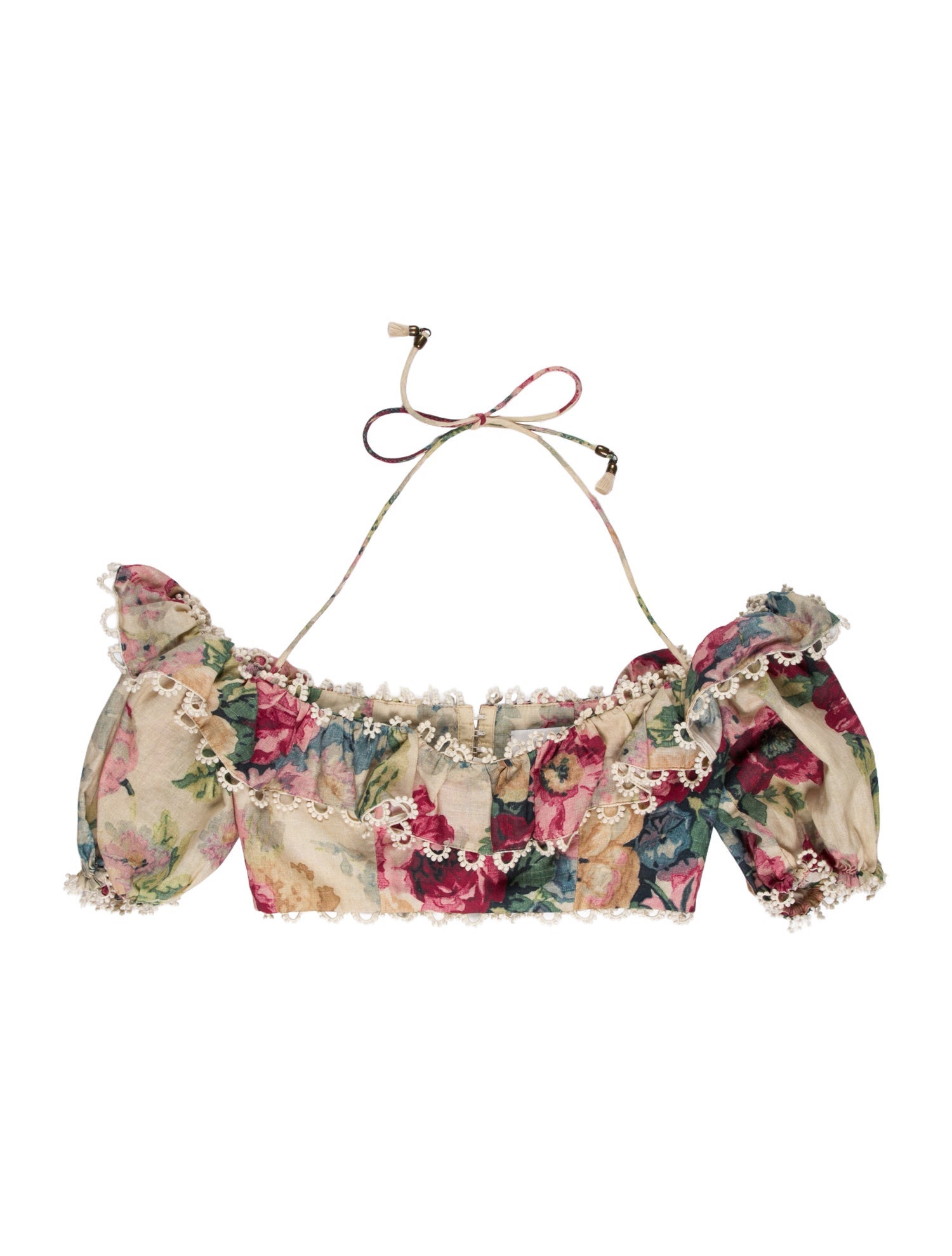 Zimmermann Linen Floral Print Crop Top