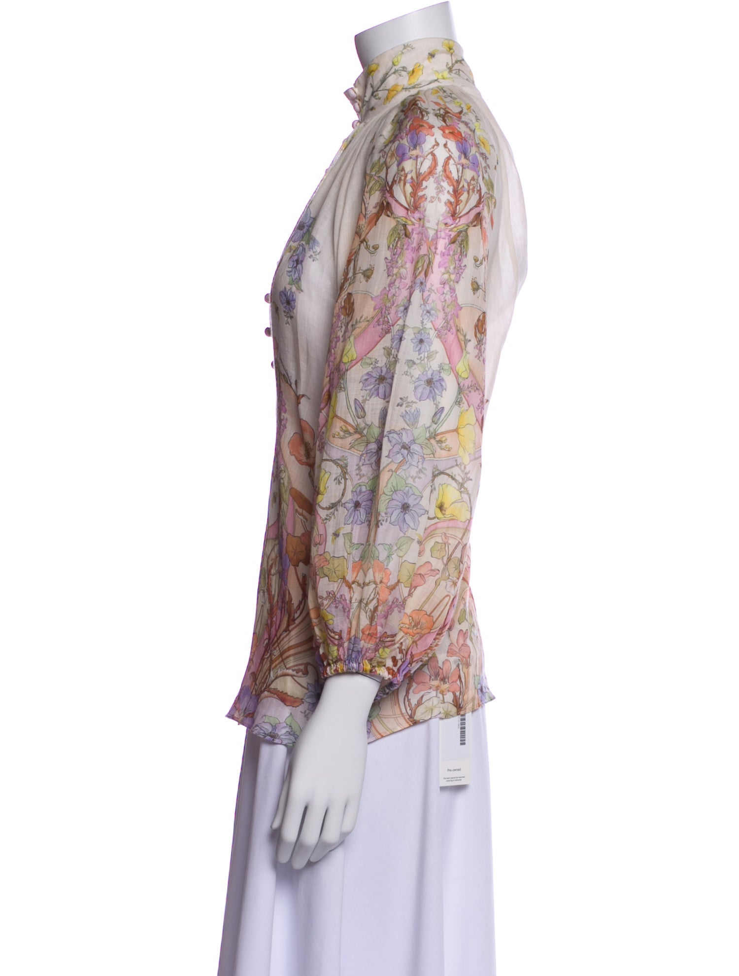 Zimmermann Floral Print Mock Neck Blouse