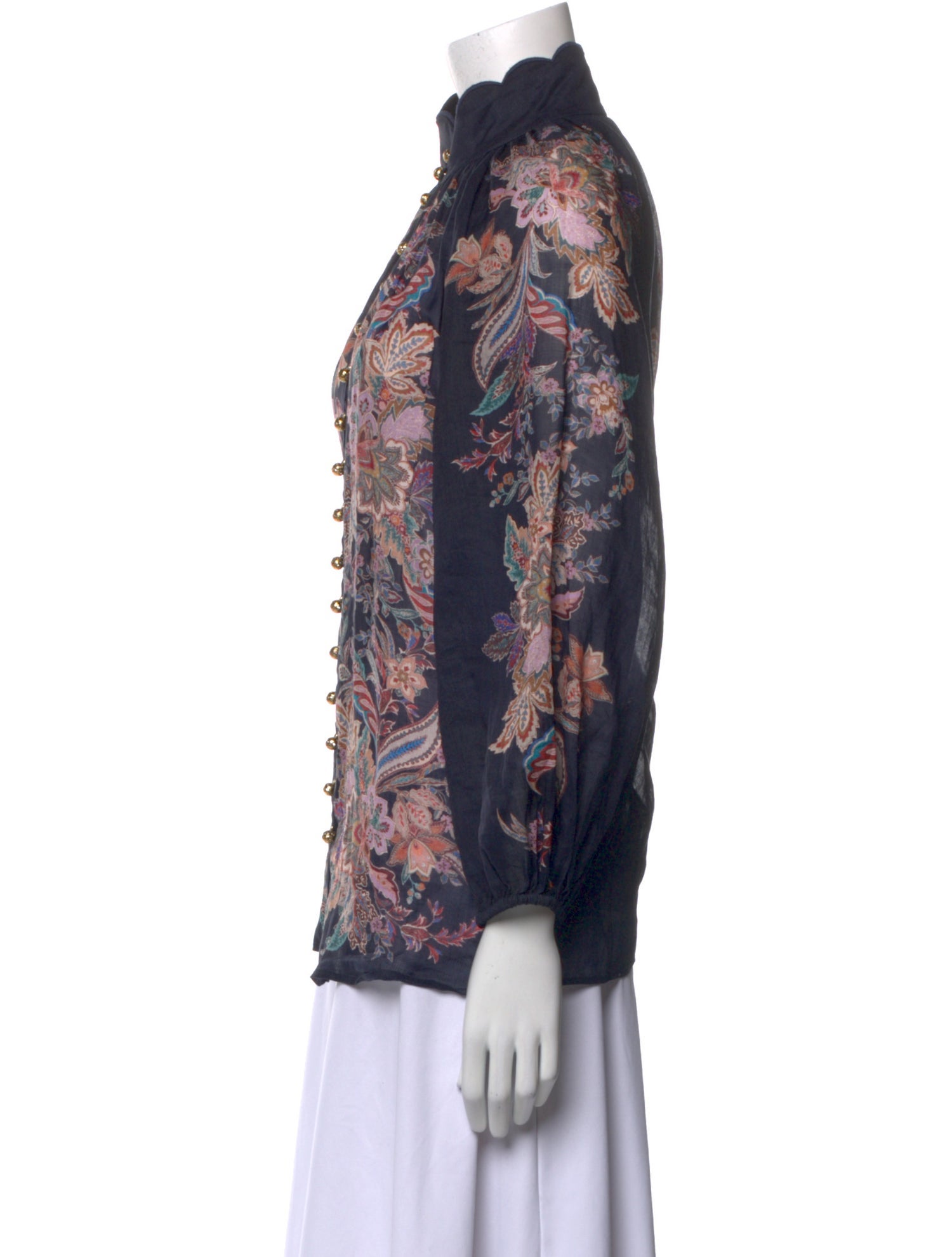 Zimmermann Floral Print Mock Neck Blouse