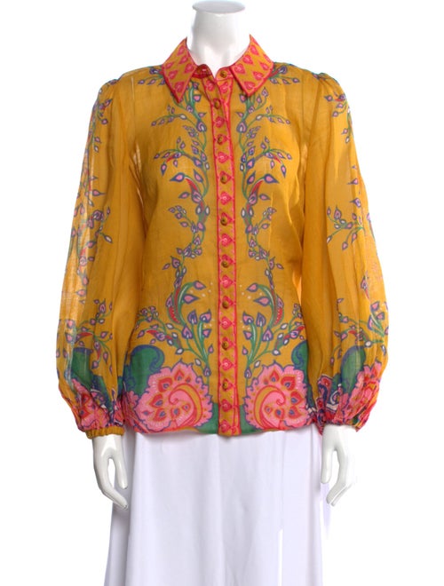 Zimmermann Floral Print Long Sleeve Button-Up Top