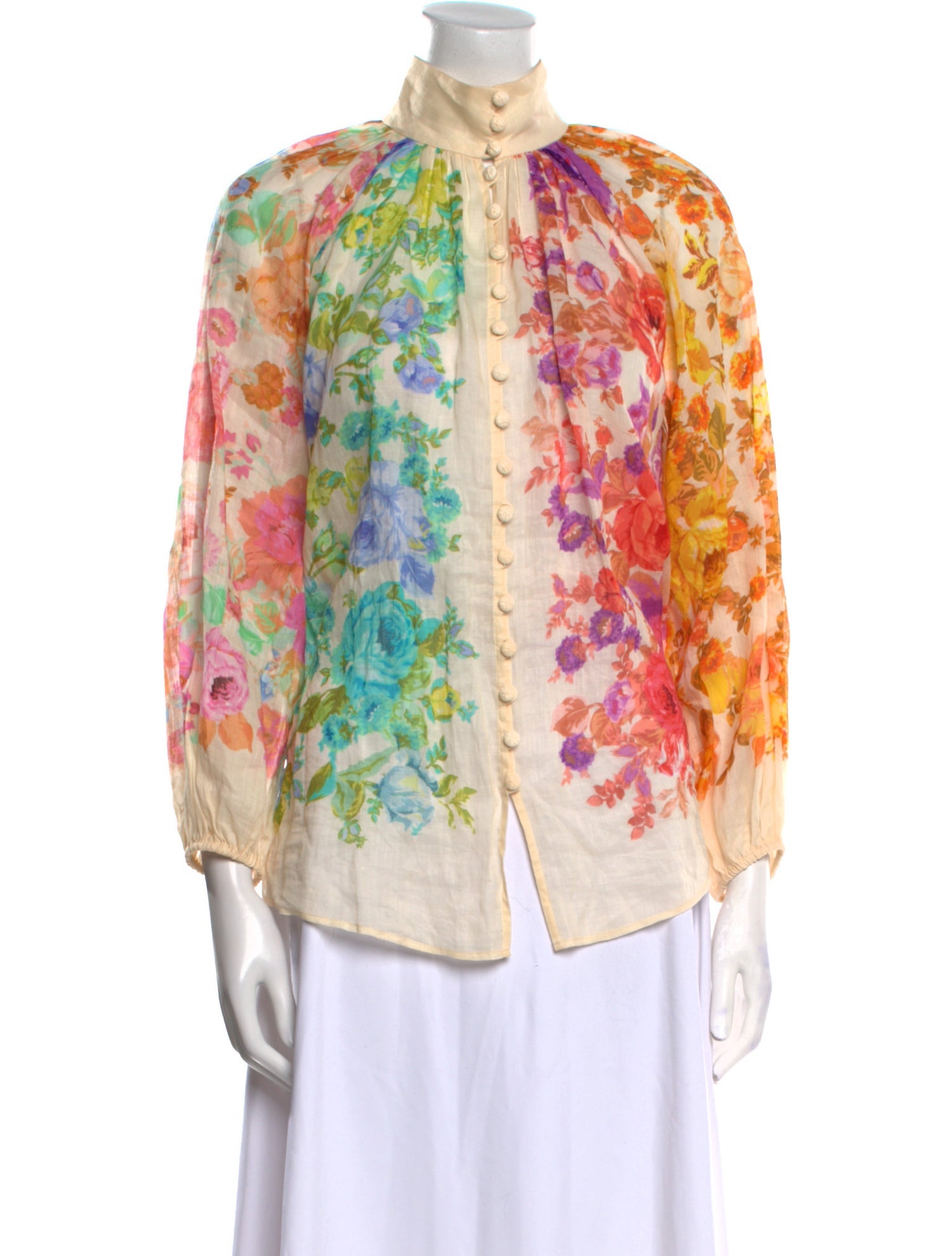 Zimmermann Floral Print Mock Neck Blouse