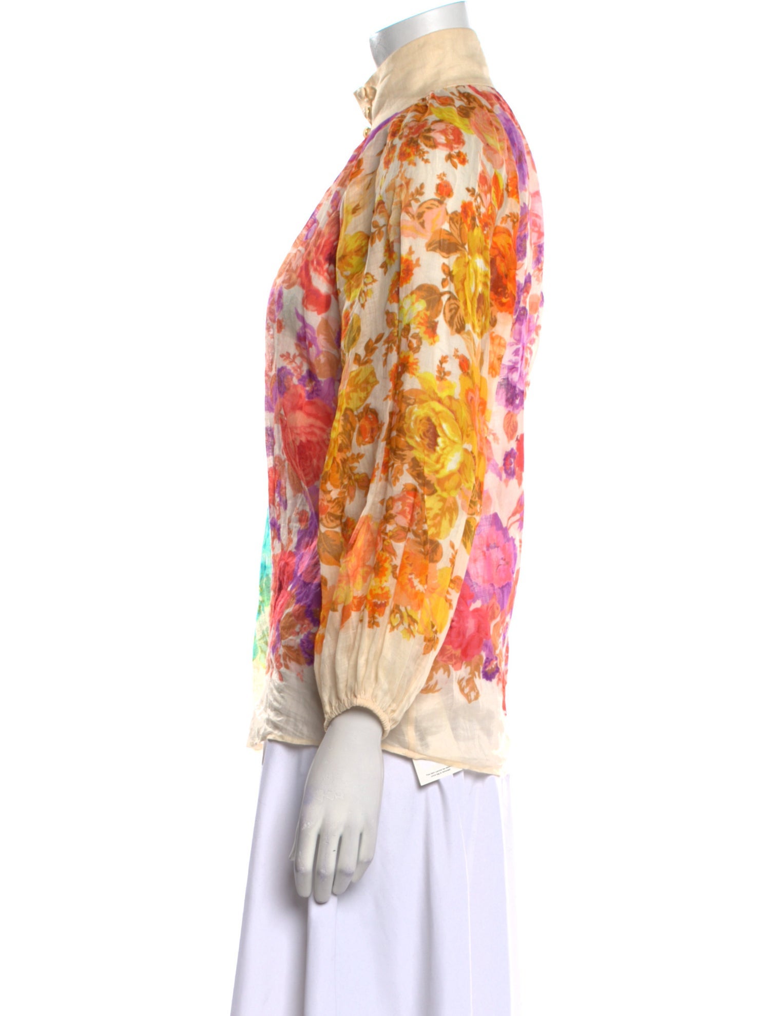 Zimmermann Floral Print Mock Neck Blouse