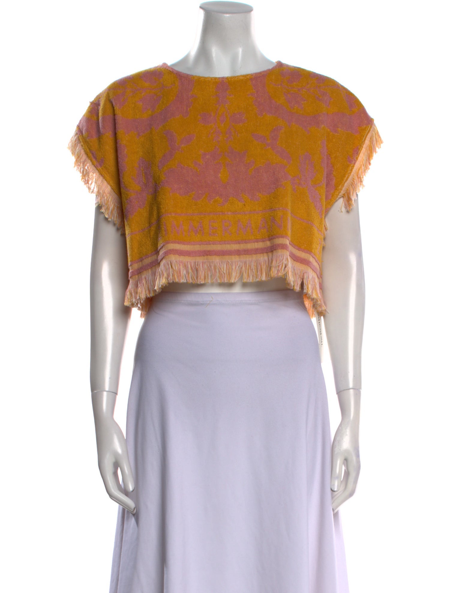 Zimmermann Printed Scoop Neck Crop Top