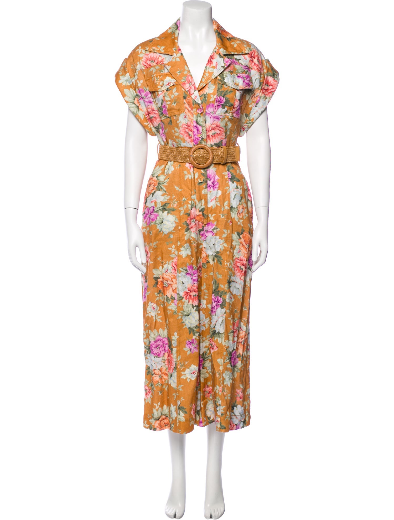 Zimmermann Linen Floral Print Jumpsuit